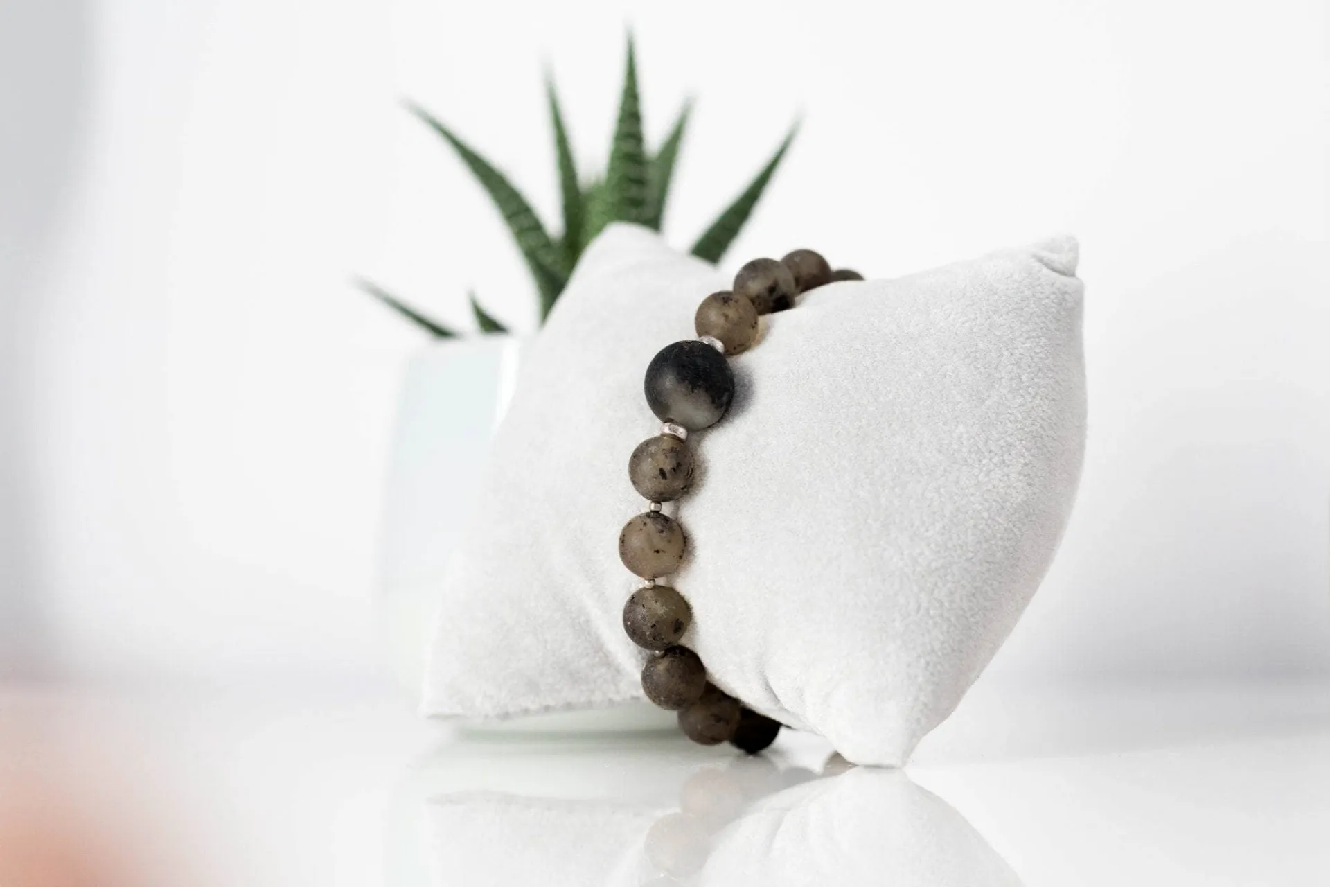 RAW Organic Boho Amber Bracelet - EarthAccent Bead Bracelet in Dark Grey Tones