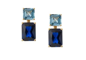 Rectangle Two Tone Blue Drop Earrings