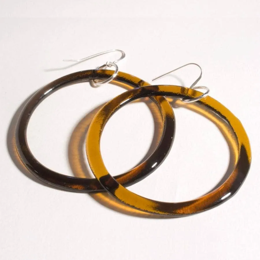 Recycled Handcrafted Glass Hoop Earings