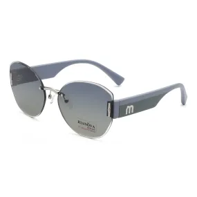 Rianova Frameless Cat eye Pc Nylon Polarized Sunglasses - 6021 C4 ( Grey/Army)