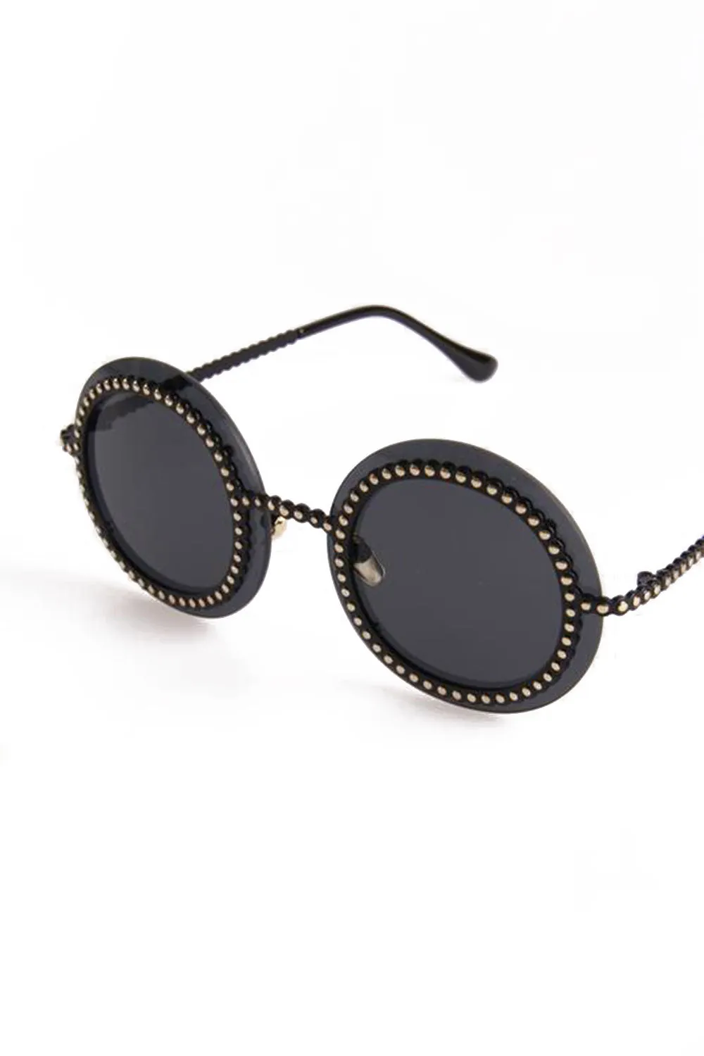 Round Studded Mirror Sunglasses