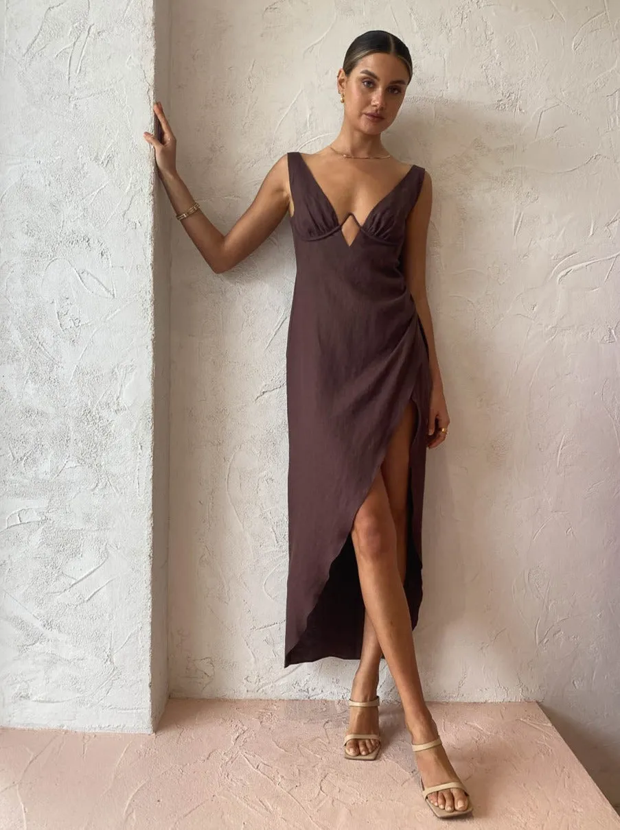 Rumer Luella Maxi Dress in Chocolate