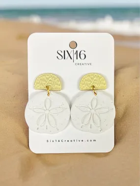 Sand Dollar Polymer Clay Earrings