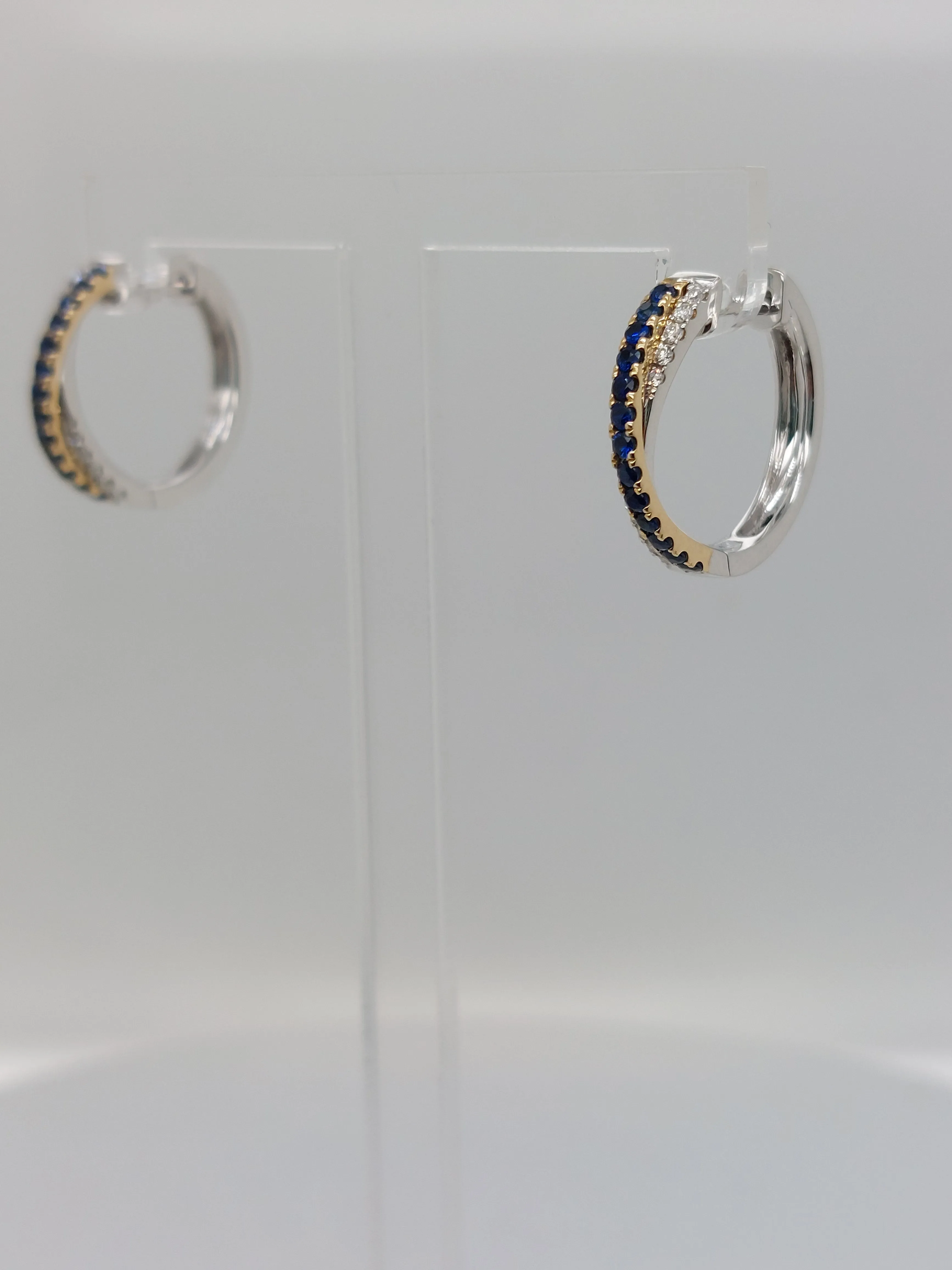 Sapphire & Diamond Crossover Hoops