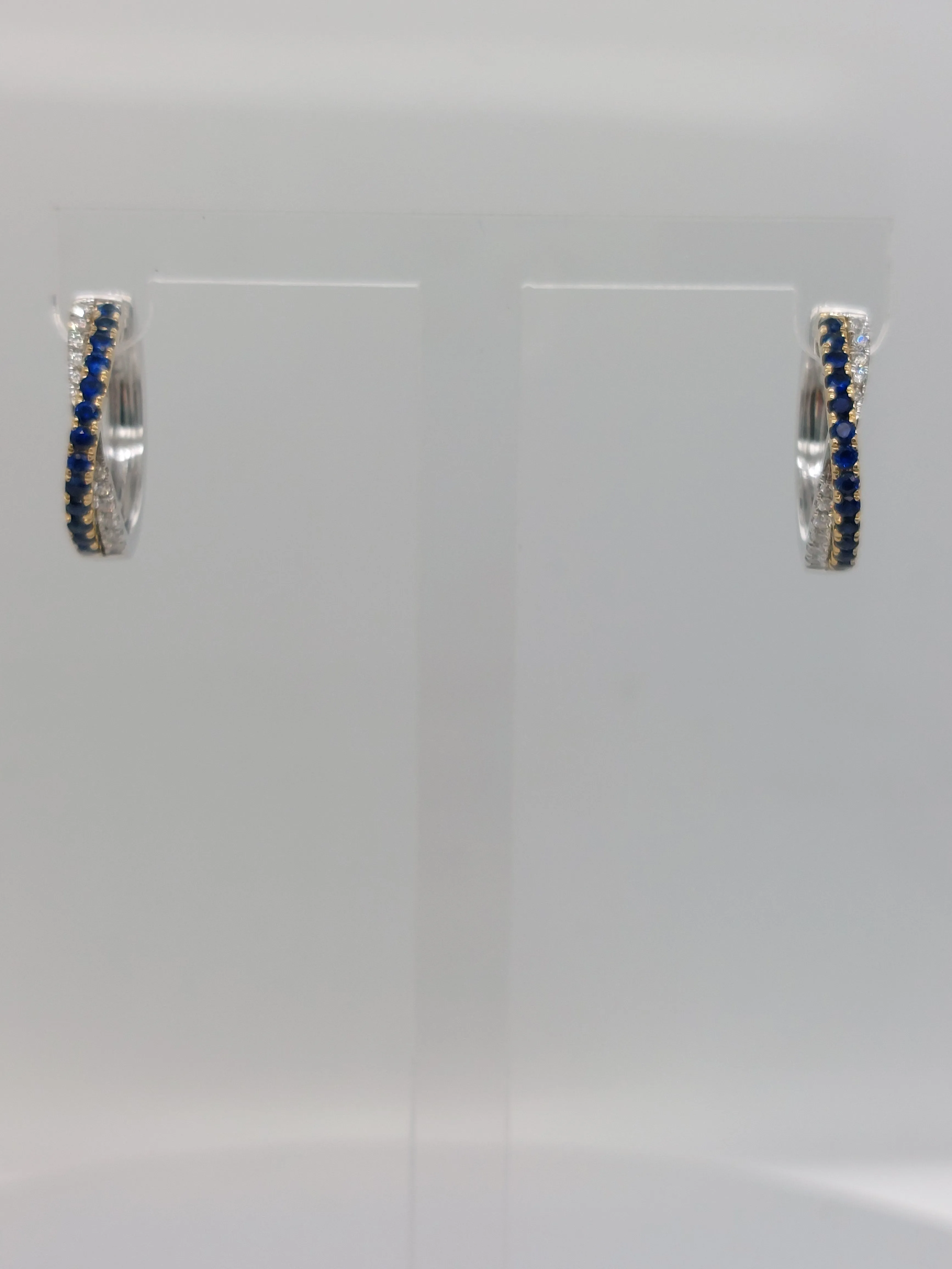 Sapphire & Diamond Crossover Hoops