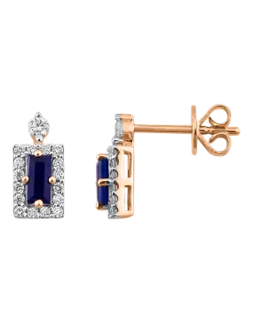 Sapphire Earrings - 10ct Yellow Gold Sapphire & Diamond Set Earrings - 784051