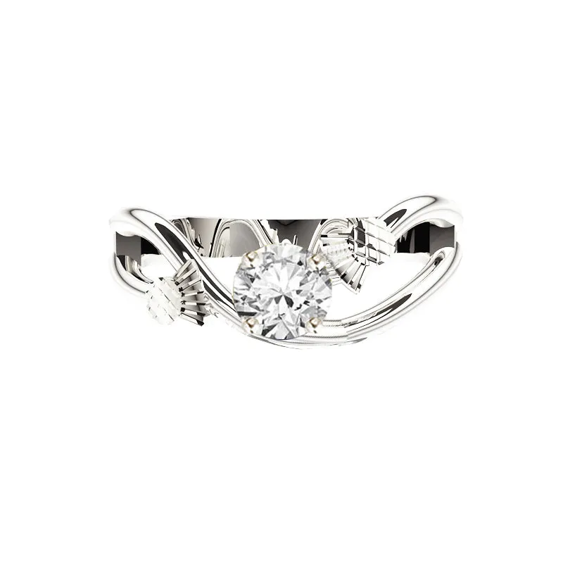 Scottish Thistle Sway Diamond Engagement Ring