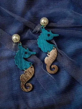 Sea Horse Earrings Blue