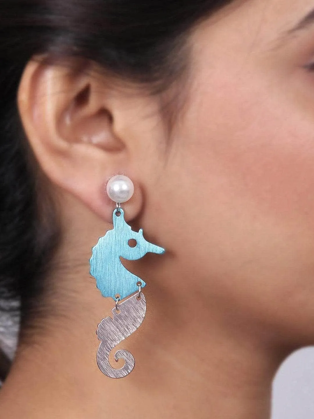 Sea Horse Earrings Blue