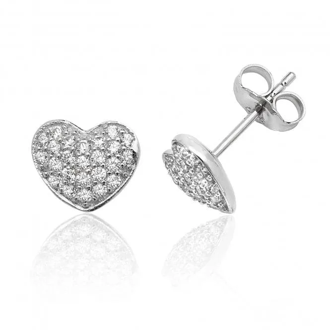 Silver & Co Pave Heart Cubic Zirconia Stud Earrings SEG0032CZ