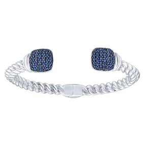 Silver Hinged Cuff Sapphire Bangle