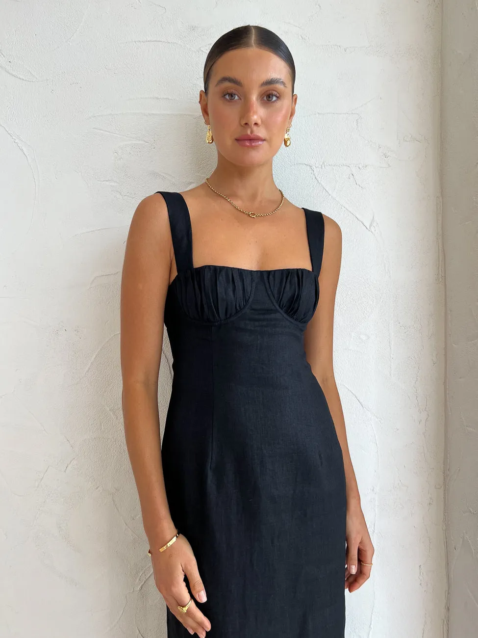 Sir Bettina Midi Dress in Black