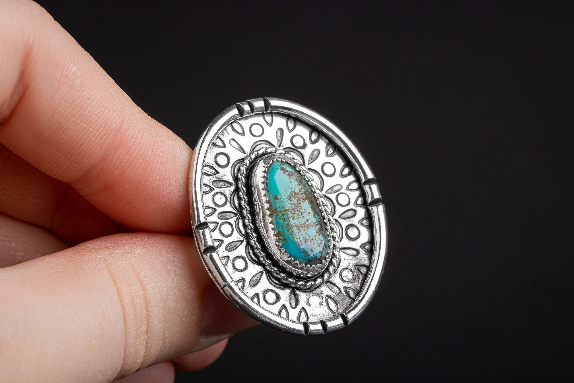 Size 8 Kingman Turquoise Gemstone Ring