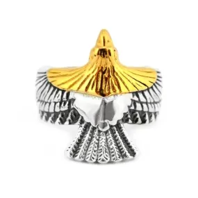 SK2234 Gents American Eagle Ring With Bronze Plate Stainless Steel Jewelry By Heavy Metal Sizes 9-15