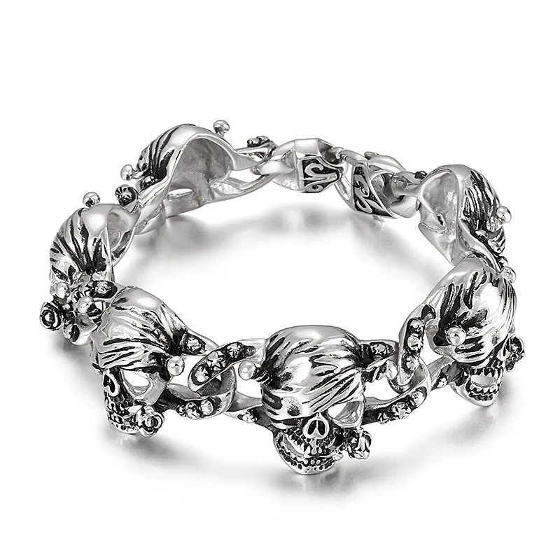 Skull and Animal Head Titanium Steel Bracelet with Unique Personality