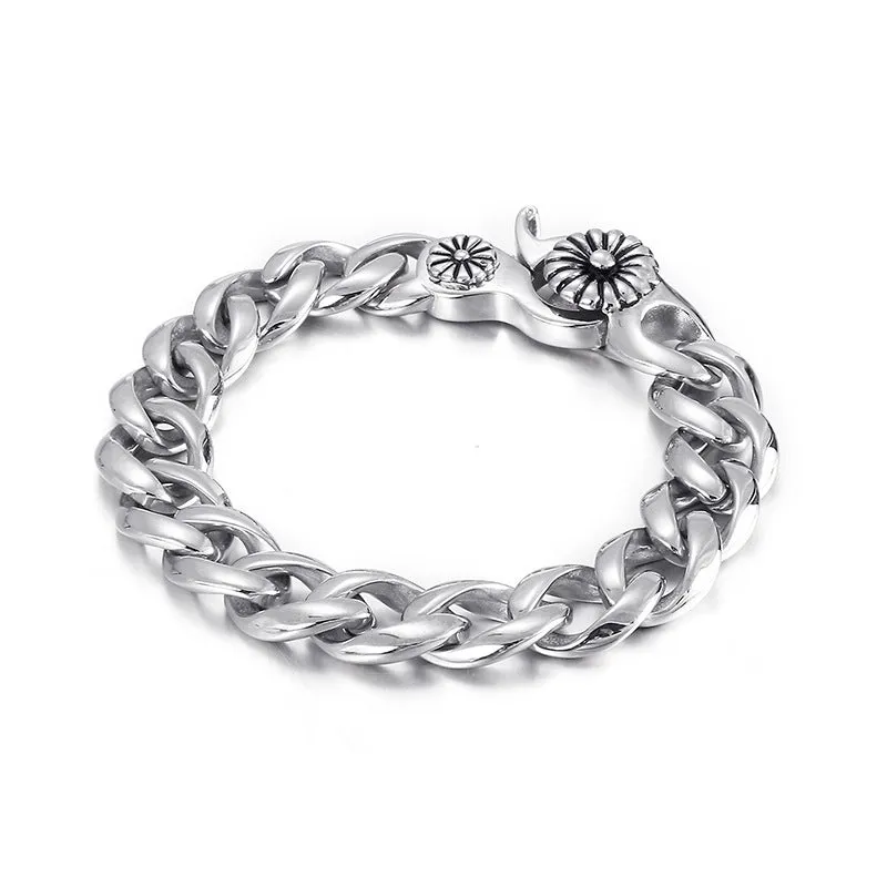 Snail Buckle Titanium Steel Men's Bracelet with Punk Style Twist