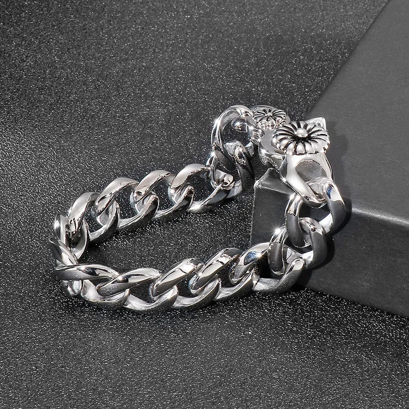 Snail Buckle Titanium Steel Men's Bracelet with Punk Style Twist