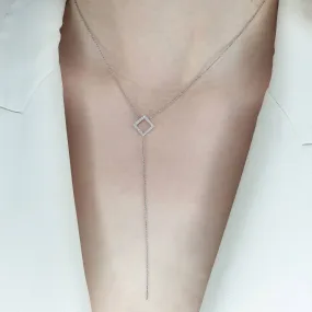 Square Necklace With Diamonds