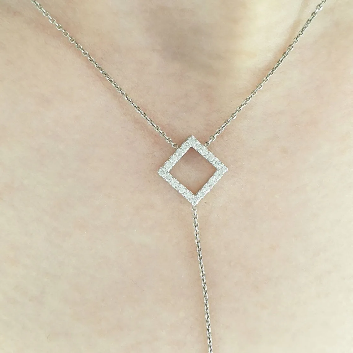 Square Necklace With Diamonds