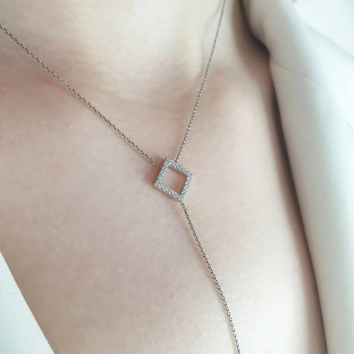 Square Necklace With Diamonds