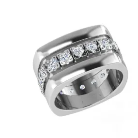 Square shaped Mens Diamond Wide Band Ring 1.47 ct