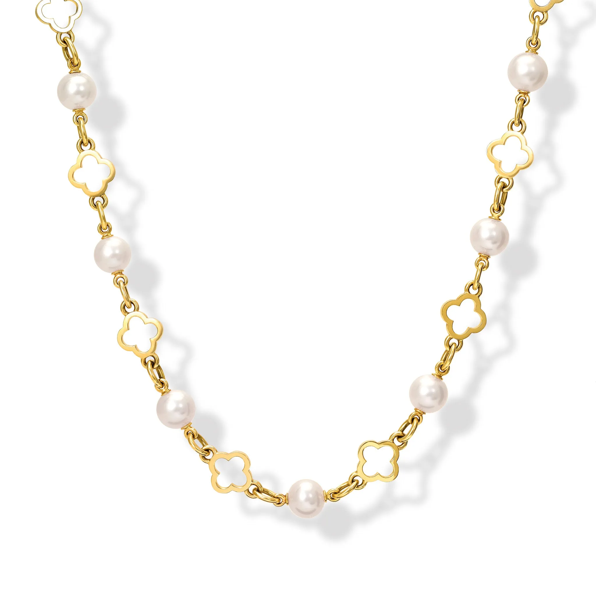 Star Anise Necklace Yellow Gold - Pearl