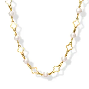 Star Anise Necklace Yellow Gold - Pearl