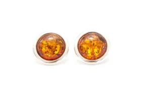 Statement Round Amber Stud Earrings