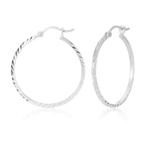 Sterling Silver 30mm Fancy Hoop Earrings