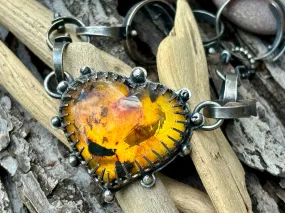 Sterling Silver Amber Heart Bracelet