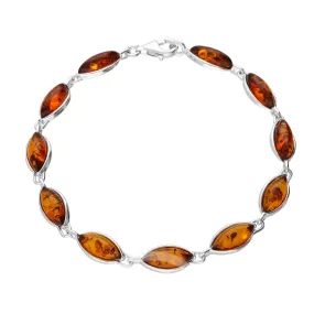 Sterling Silver Amber Marquise Bracelet