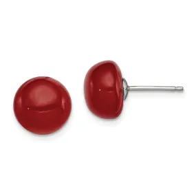 Sterling Silver Button Carnelian Post Earrings