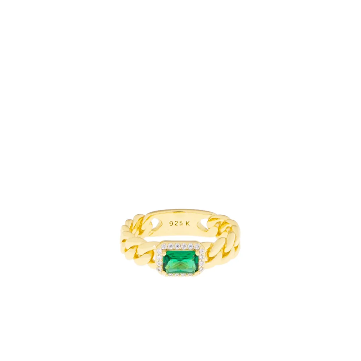 sterling silver/ gold plated braided emerald cut stone ring