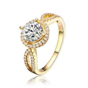 Sterling Silver Gold Plated Cubic Zirconia Bold Statement Ring