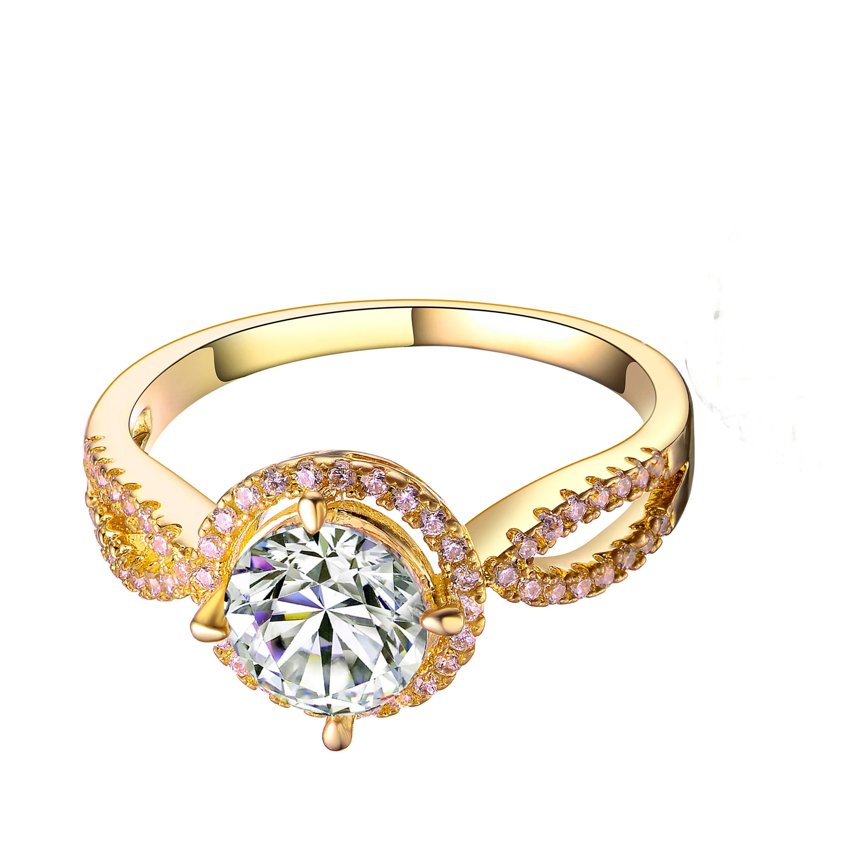 Sterling Silver Gold Plated Cubic Zirconia Bold Statement Ring