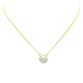 Sterling Silver Gold Plated Cubic Zirconia Pendant Necklace