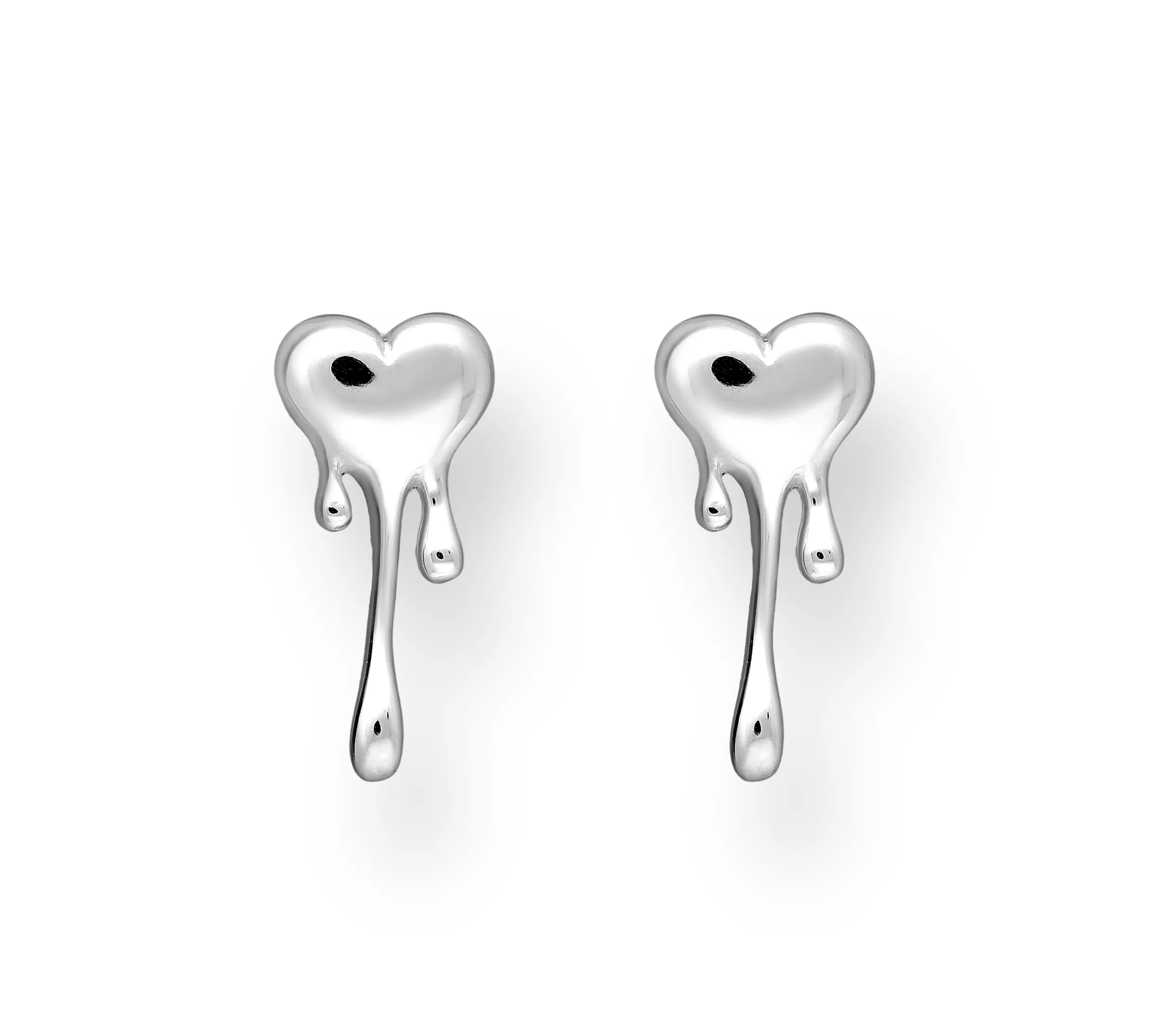 Sterling Silver Melting Heart Stud Earrings