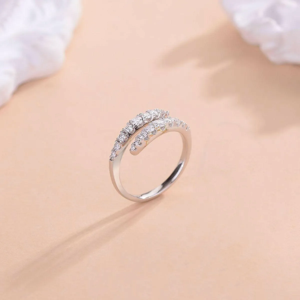 Sterling Silver Moissanite Bypass Ring