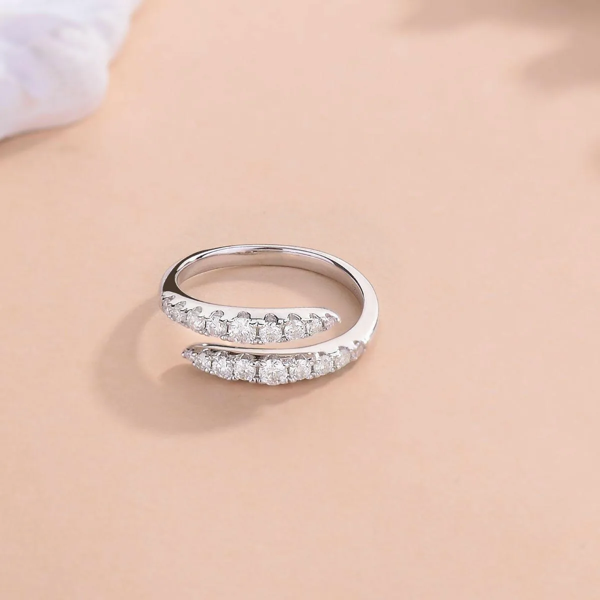 Sterling Silver Moissanite Bypass Ring