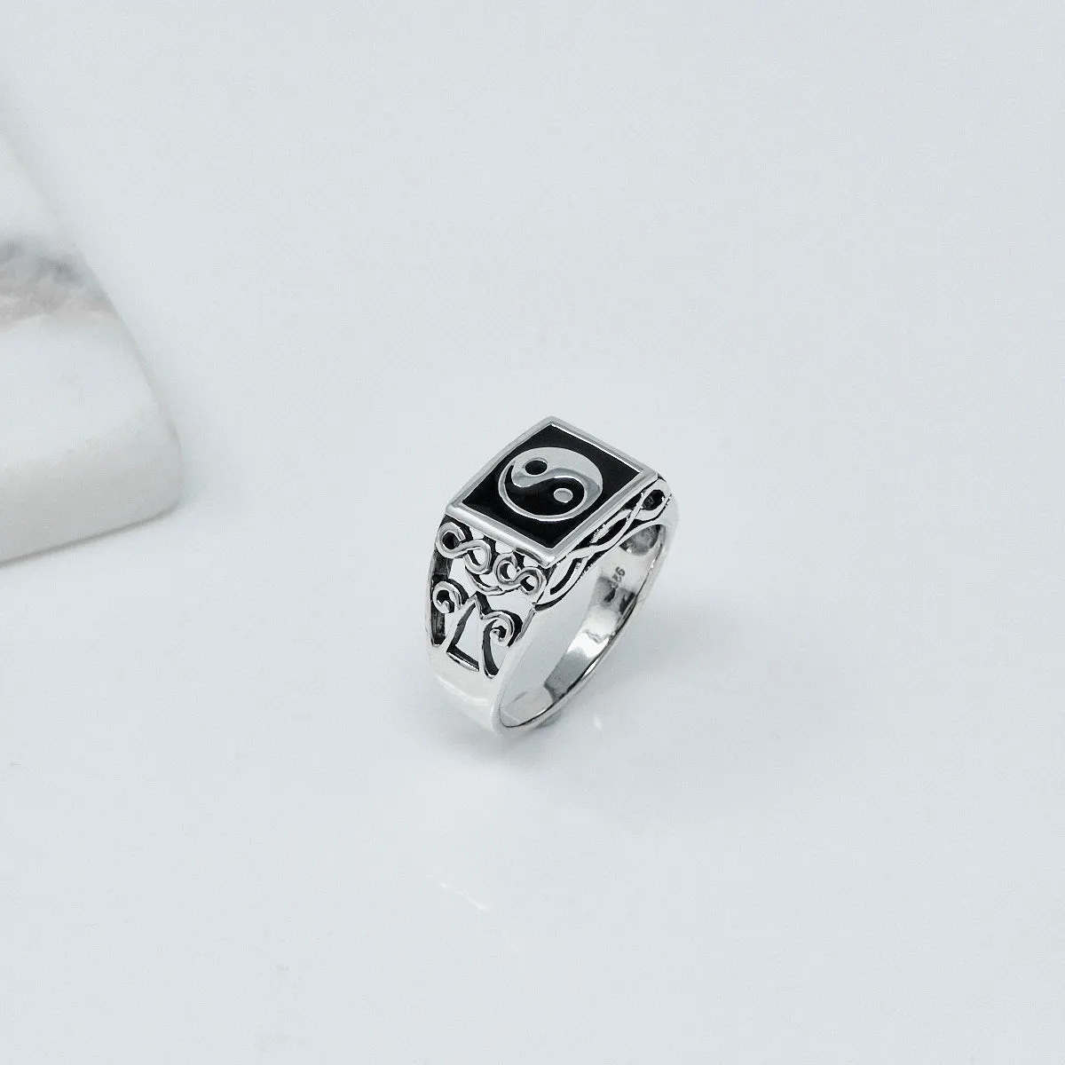 Sterling Silver Yin Yang Symbol Ring For Men And Women