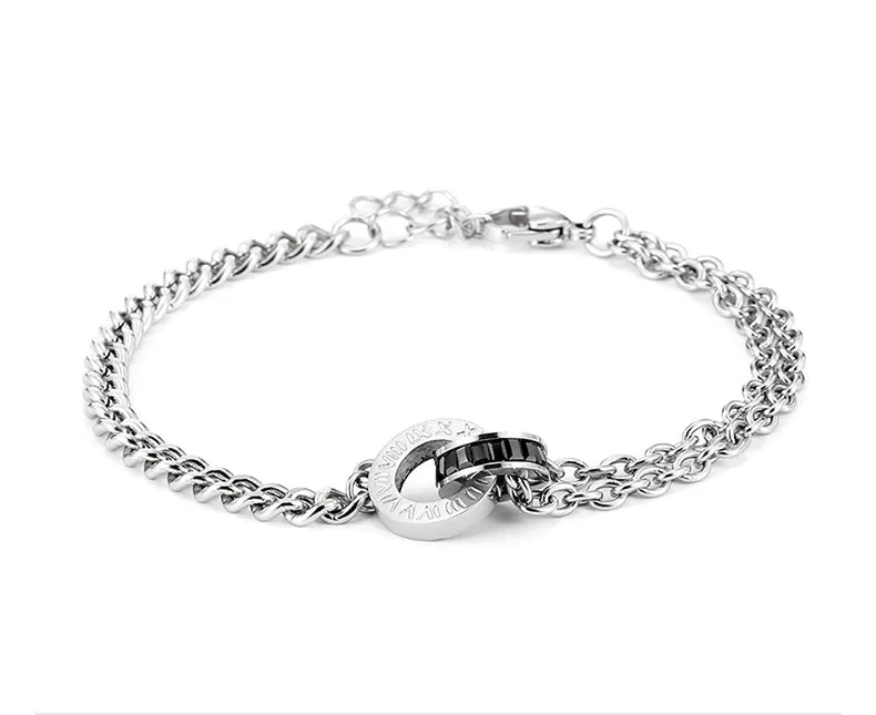 Street Interlocking Engraved Couple Bracelet