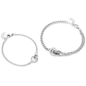 Street Interlocking Engraved Couple Bracelet