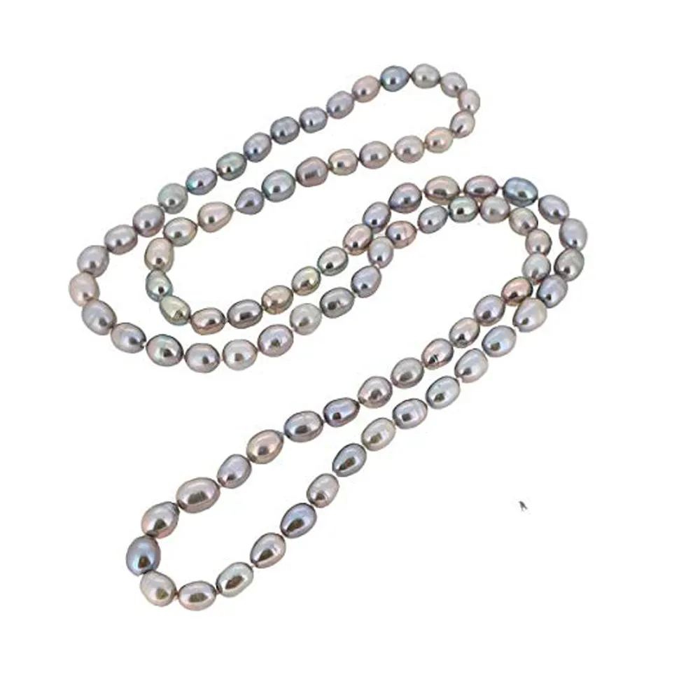 Stunning 7-8mm Rice Shape Freshwater Pearl Necklace, Long style 75cm/30"