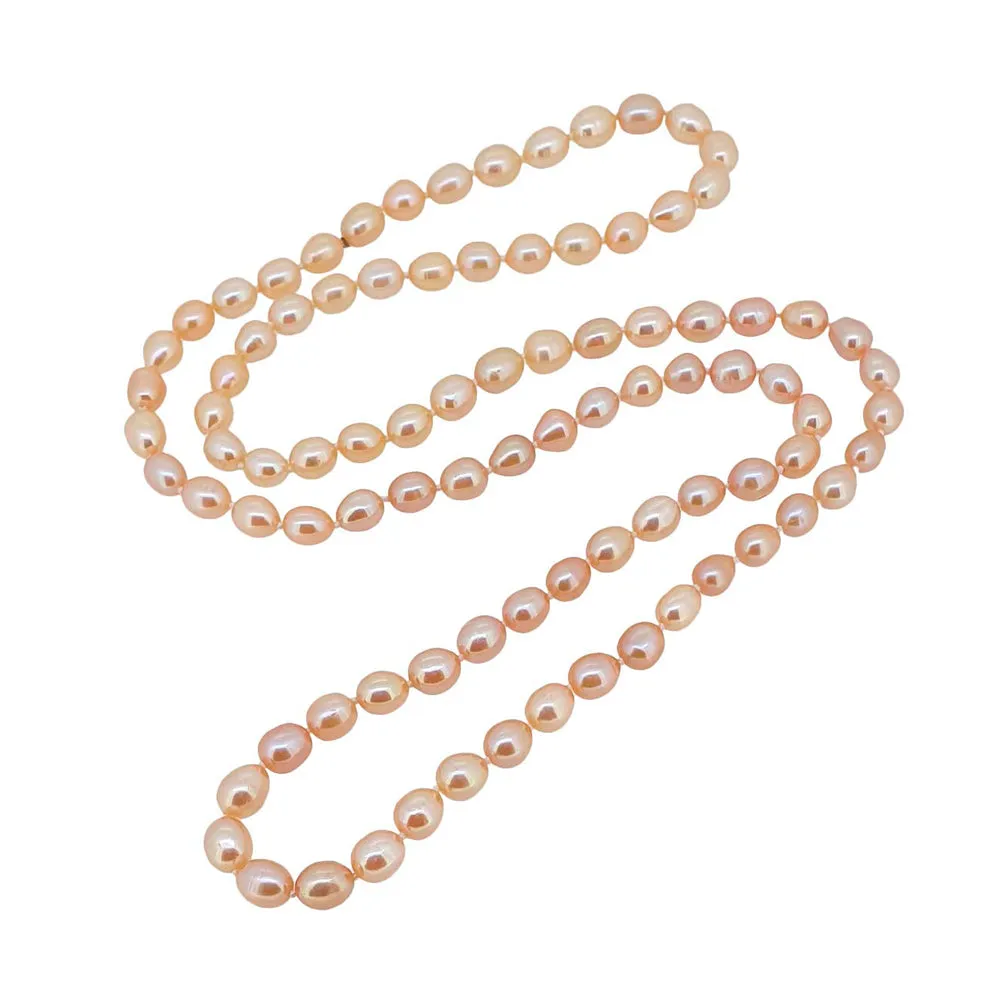 Stunning 7-8mm Rice Shape Freshwater Pearl Necklace, Long style 75cm/30"