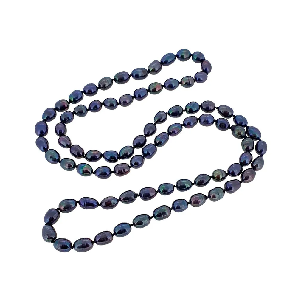 Stunning 7-8mm Rice Shape Freshwater Pearl Necklace, Long style 75cm/30"