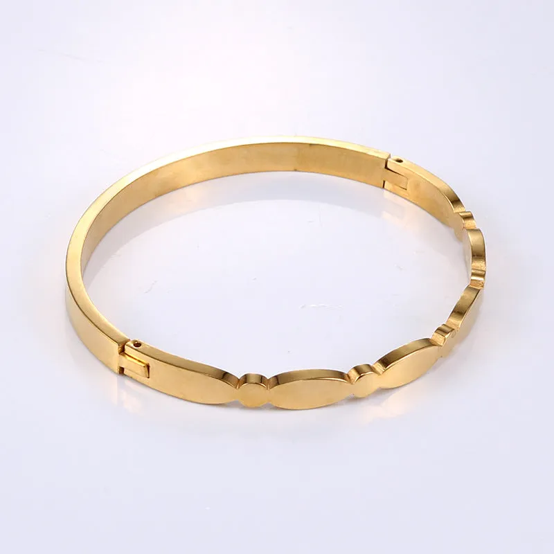 Stylish Couples Gold-Plated Titanium Steel Bracelet - Simple and Elegant Stainless Steel Jewelry