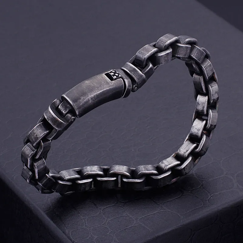 Stylish Men's Titanium Steel Bracelet - Retro Personalized Stainless Steel Hand Jewelry for Everyday Wear