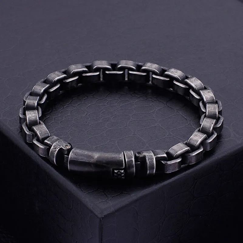 Stylish Men's Titanium Steel Bracelet - Retro Personalized Stainless Steel Hand Jewelry for Everyday Wear