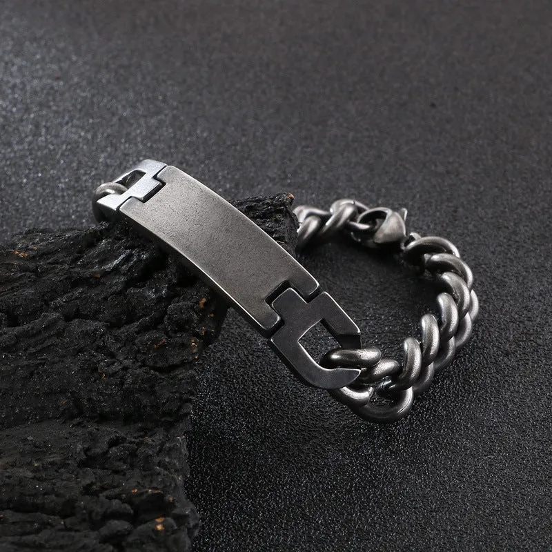 Stylish Men's Titanium Steel Bracelet - Trendy Curved Design from Planderful Collection