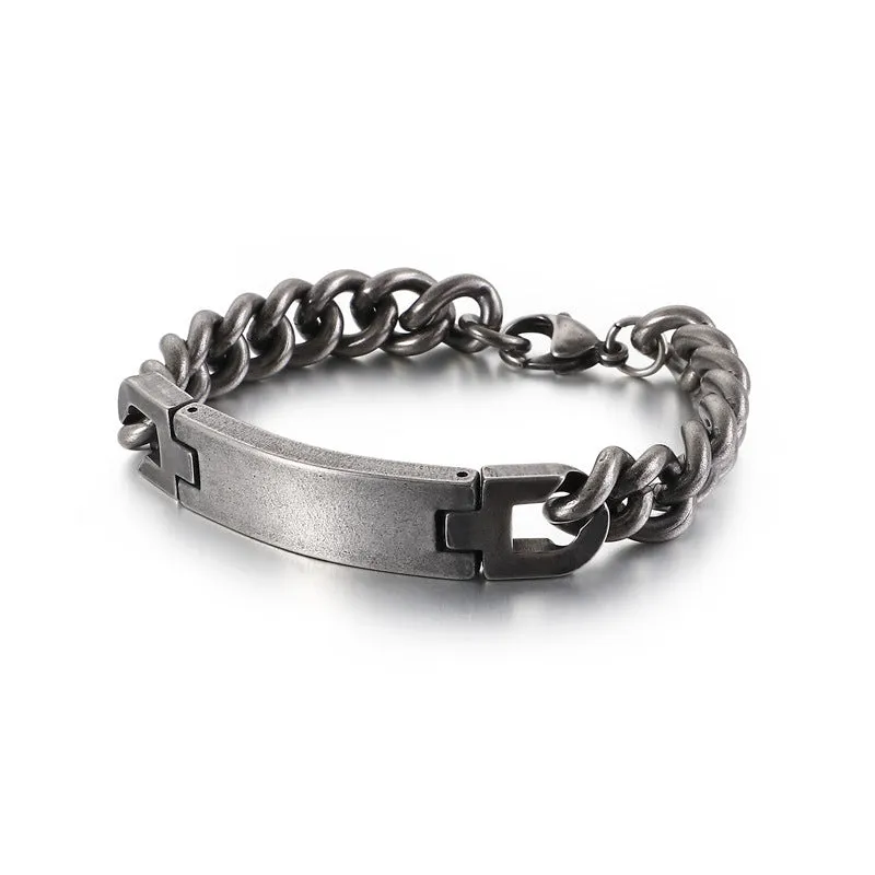 Stylish Men's Titanium Steel Bracelet - Trendy Curved Design from Planderful Collection